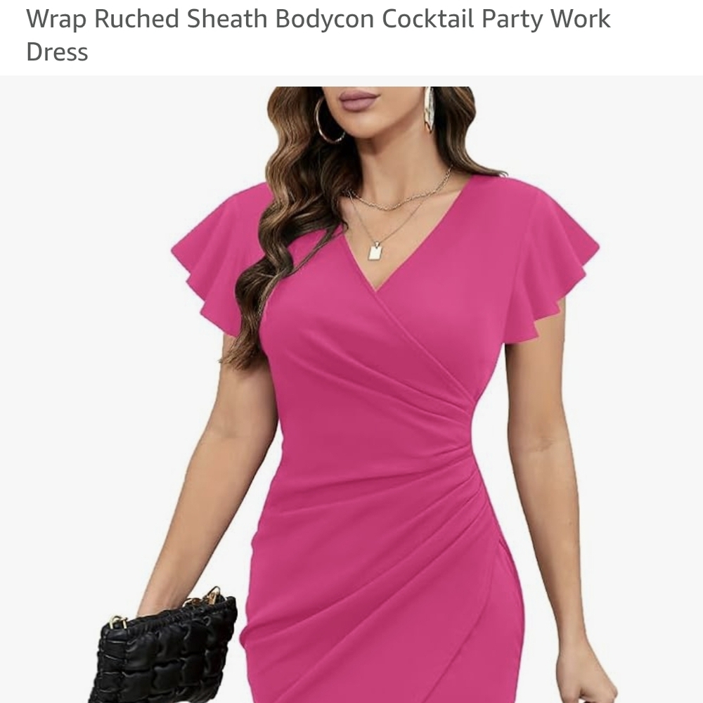 Fuchsia Flutter Sleeve Bodycon Dress